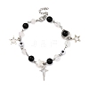 Synthetic Black Stone Round Beaded Bracelets BJEW-JB11206-1