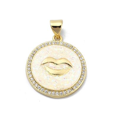 Brass Micro Pave Clear Cubic Zirconia Pendants KK-A221-28B-G-1