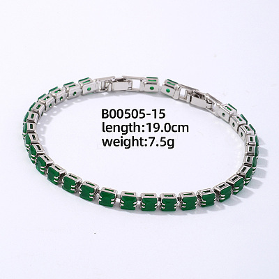 Brass Rhinestone Square Link Bracelets for Women XO6953-11-1