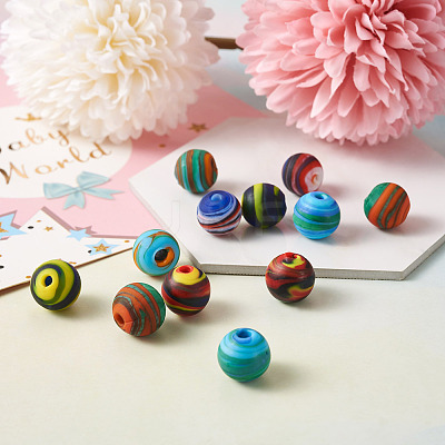 12Pcs 6 Colors Handmade Frosted Lampwork Beads LAMP-BT0001-02-1