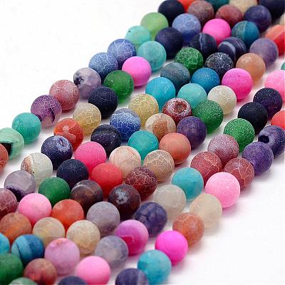 Frosted Natural Weathered Agate Beads Strands G-F367-8mm-08-1