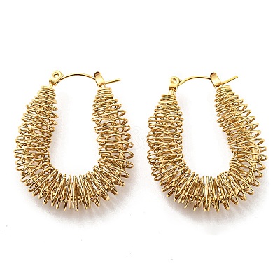 304 Stainless Steel Teardrop Hoop Earrings EJEW-B023-01G-1