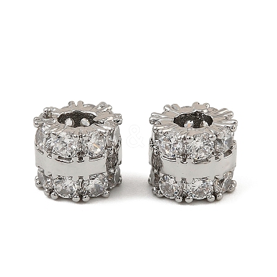 Brass Micro Pave Cubic Zirconia Beads KK-K374-22P-1