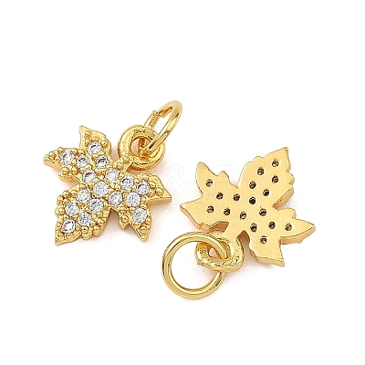 Brass Micro Pave Clear Cubic Zirconia Charms KK-F941-37A-G-1