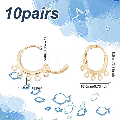 10 Pairs Brass Leverback Earring Findings KK-BC0013-34-1