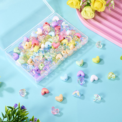 112Pcs 14 Styles UV Plating Transparent and Opaque Acrylic Beads MACR-TA0002-32-1
