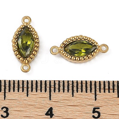 Ion Plating(IP) 304 Stainless Steel Cubic Zirconia Horse Eye Links Connector Charms STAS-K256-21G-1