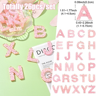 26Pcs 26 Styles Transparent Epoxy Resin Pendants CRES-YW0002-28H-1