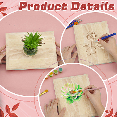 4Pcs Unfinished Rubber Wood Timber Board WOOD-FG0001-66C-1