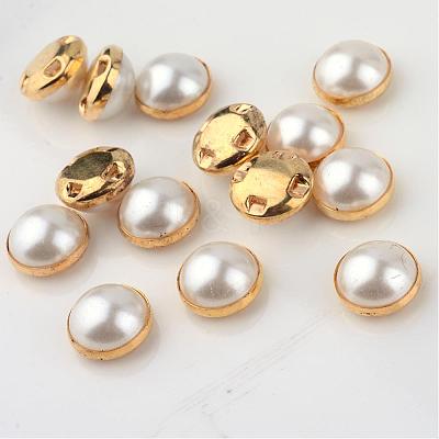 ABS Plastic Imitation Pearl Shank Buttons BUTT-S003-6mm-01-1