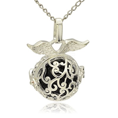 Silver Color Plated Brass Hollow Round Cage Pendants KK-J230-01S-1