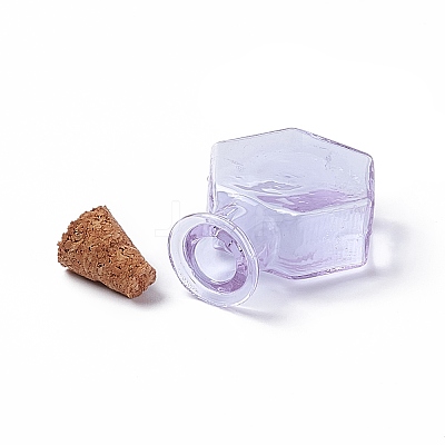 Hexagon Dollhouse Miniature Glass Cork Bottles Ornament AJEW-F058-01F-1
