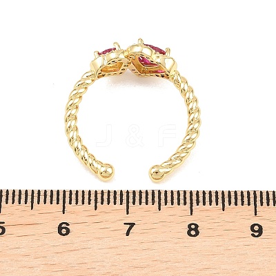 Brass Micro Pave Cubic Zirconia Cuff Open Rings for Women RJEW-C153-04G-1