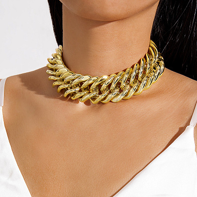 Alloy & CCB Plastic Cuban Link Chain Necklaces FS-WG4655B-29-1