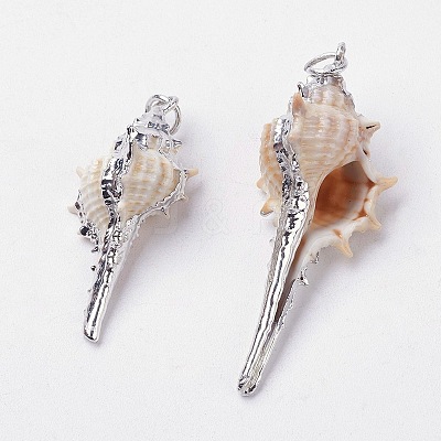 Electroplate Spiral Shell Pendants BSHE-L036-08-1