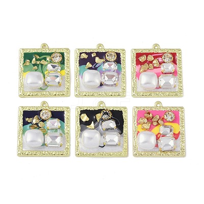 Rack Plating Alloy Enamel Pendants FIND-I038-15-1