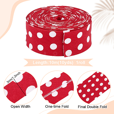Polka Dot Printed Polyester Double Fold Bias Tape OCOR-WH0036-34B-1