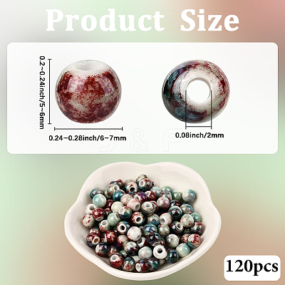 120Pcs Handmade Porcelain Beads PORC-LT0001-13A-1