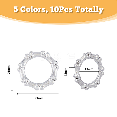10Pcs 5 Colors 304 Stainless Steel Linking Rings STAS-DC0013-02-1