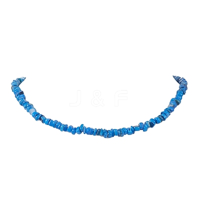 Dyed Natural Freshwater Shell Nuggets Beaded Necklaces NJEW-JN05580-03-1