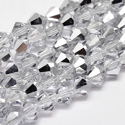 Imitate Austrian Crystal Electroplate Bicone Glass Faceted Bead Strands GLAA-F029-3x3mm-B01-1