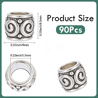 90Pcs Zinc Alloy European Beads FIND-SP0005-97B-1
