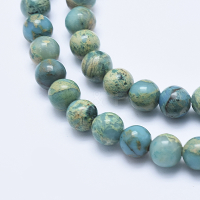 Natural Aqua Terra Jasper Beads Strands G-E444-14A-8mm-1