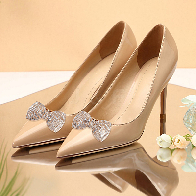 4Pcs 2 Colors Bowknot Alloy Rhinestone Shoe Decoration FIND-GO0002-33-1