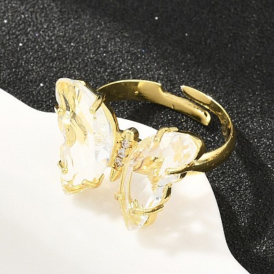 Brass Micro Pave Cubic Zirconia Finger Rings GL-CBA65A8-01G-15-1