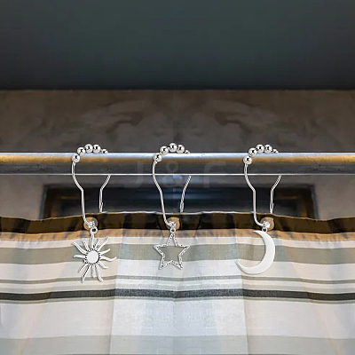 18Pcs 3 Style Universe Theme Iron Shower Curtain Rings for Bathroom HJEW-OC0001-24-1