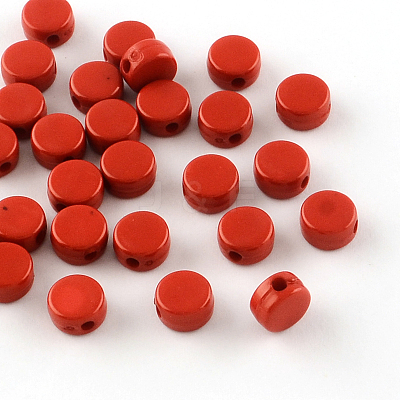 Flat Round Opaque Acrylic Beads X-SACR-R889-05-1