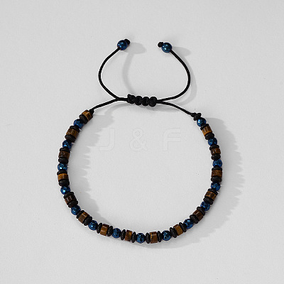 Natural Gemstone & Synthetic Non-magnetic Hematite Beads Braided Bead Bracelets YO1115-5-1