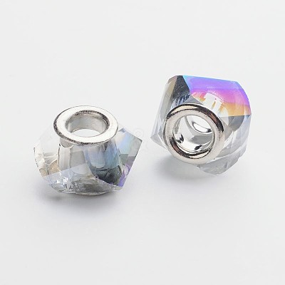 Faceted Electroplated Glass European Large Hole Beads GPDL-F011-02-1