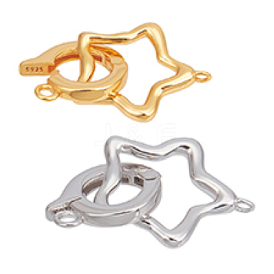 2Pcs 2 Colors 925 Sterling Silver Fold Over Clasps STER-PH0001-99-1