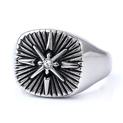 316 Stainless Steel with Cubic Zirconia Finger Rings for Men FS-WGEFB28-02-1