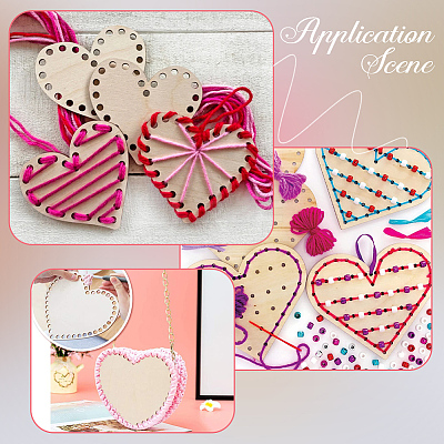 DIY Heart Wood Knitting Loom Kits DIY-CY0003-10A-1