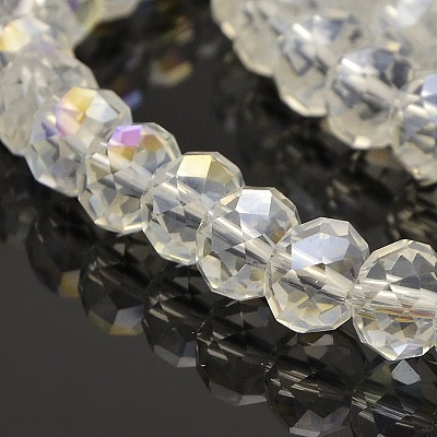 Electroplate Glass Rondelle Beads Strands GLAA-A024F-AB01-1