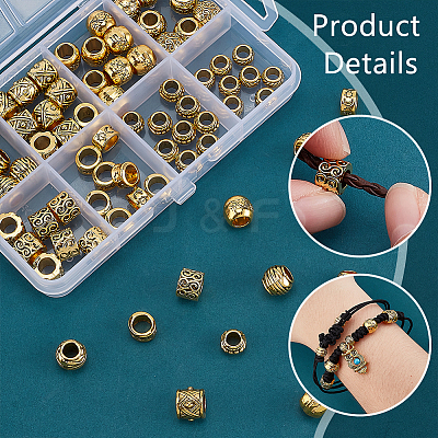 80Pcs 8 Styles Tibetan Style Zinc Alloy European Beads FIND-PH0021-13B-1
