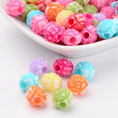 Mixed Craft Acrylic Rose Flower Beads X-PAB2848Y-1