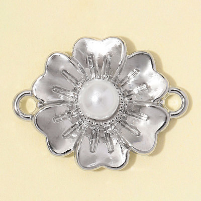 Zinc Alloy with ABS Plastic Imitation Pearl Connector Charms AL-OY001-36P-1