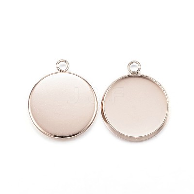 Ion Plating(IP) 304 Stainless Steel Pendant Cabochon Settings X-STAS-G127-13-14mm-RG-1