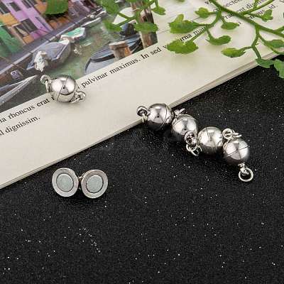 Platinum Brass Magnetic Clasps with Loops X-KK-MC020-NF-1