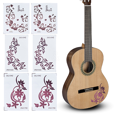 6Sheets 3 Styles PVC Self-Adhesive Stickers for Guitar Decoration DIY-FH0010-63-1