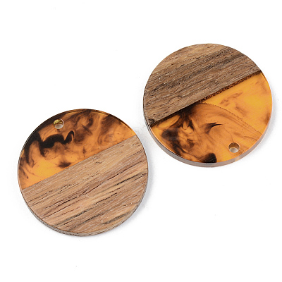 Resin & Walnut Wood Pendants X-RESI-S389-025A-A01-1
