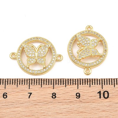 Brass Micro Pave Clear Cubic Zirconia Connector Charms CU-CBA908F-04G-01-1