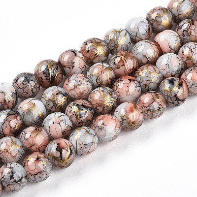 Baking Paint Glass Beads Strands X-DGLA-N003-8mm-B05-1