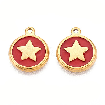 304 Stainless Steel Enamel Pendants STAS-N092-148B-1