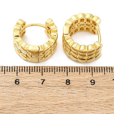 Brass Micro Pave Clear Cubic Zirconia Hoop Earrings EJEW-H158-14G-1