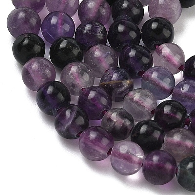 Natural Purple Fluorite Beads Strands G-P530-B08-01-1