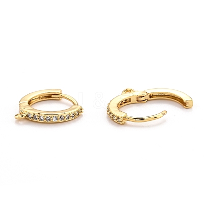 Brass Micro Pave Clear Cubic Zirconia Huggie Hoop Earring Findings EJEW-O107-01G-1
